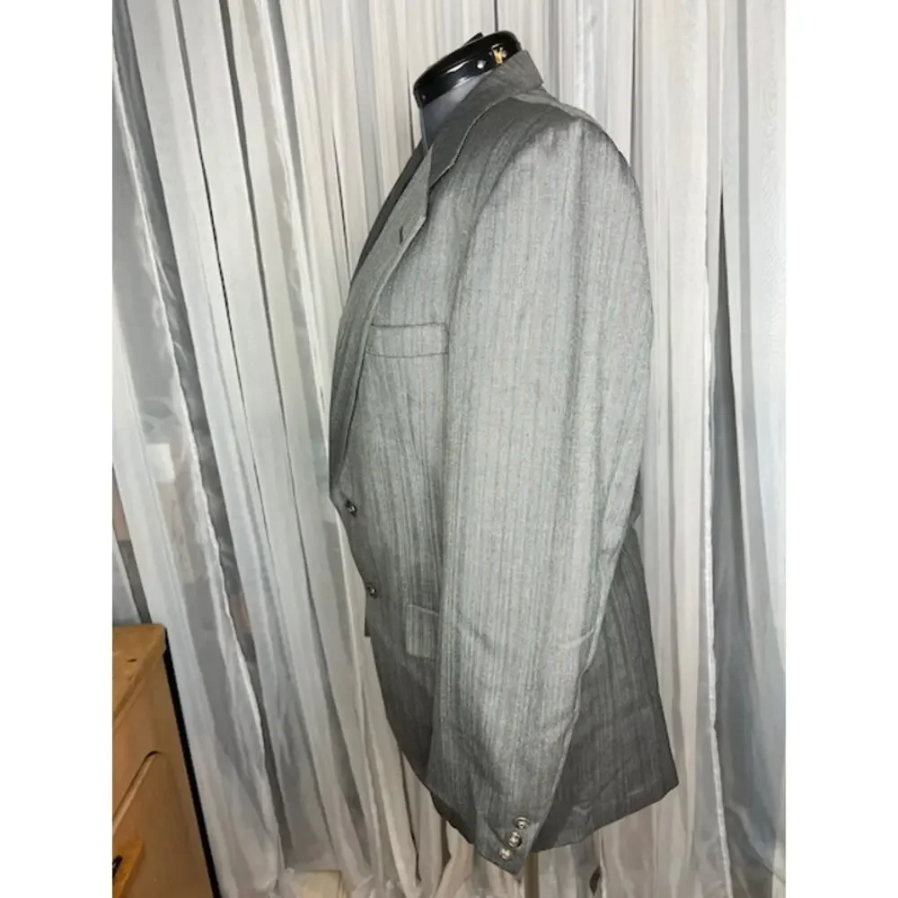 blazer herringbone striped  Vintage 1980s gray blue brown